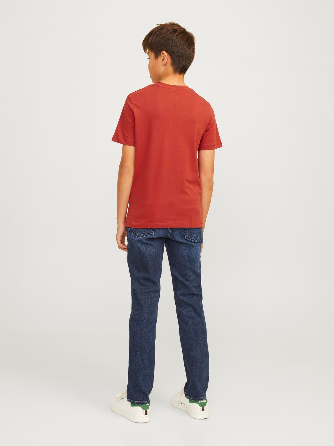 Jack & Jones Logo T-shirt For boys -Red Ochre - 12258876