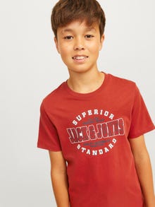 Jack & Jones Logo T-shirt For boys -Red Ochre - 12258876