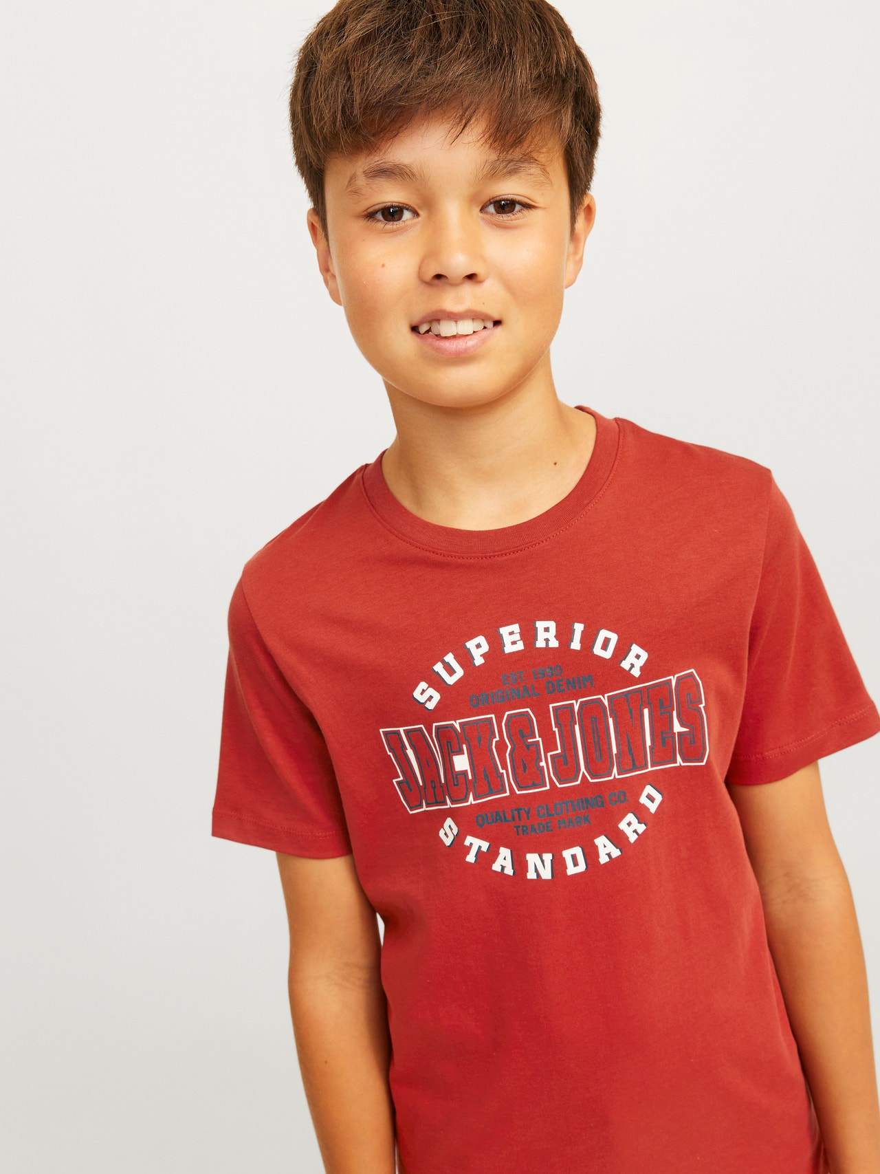 Jack & Jones T-shirt Logo Pour les garçons -Red Ochre - 12258876