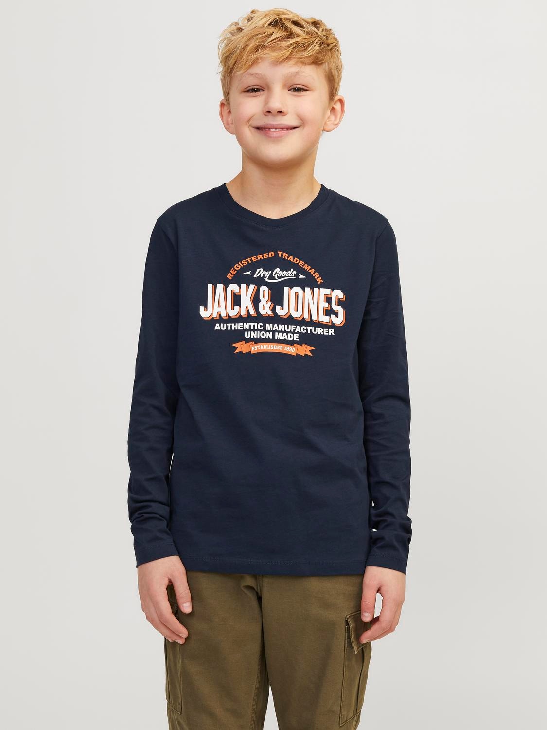 Jack & Jones Logo T-skjorte For gutter -Navy Blazer - 12258880