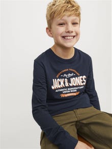 Jack & Jones Logo T-skjorte For gutter -Navy Blazer - 12258880