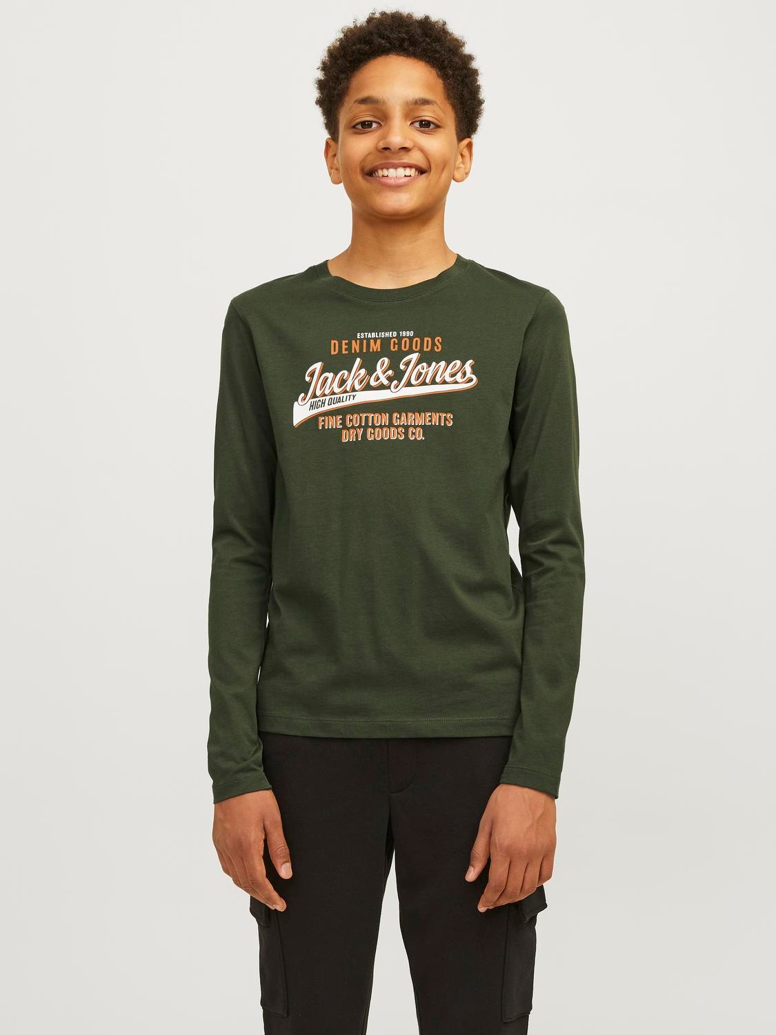 Jack & Jones Logo T-skjorte For gutter -Kombu Green - 12258880