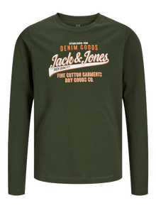 Jack & Jones Logotipas marškinėliai ilgomis rankovėmis Mini -Kombu Green - 12258882