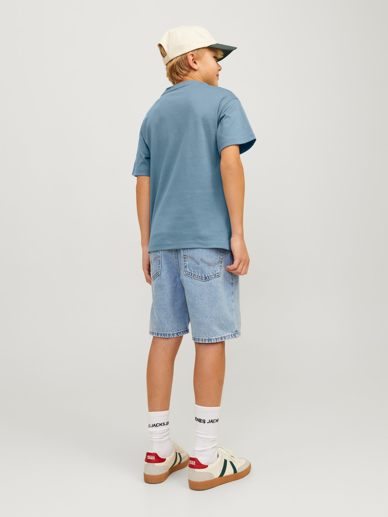 Jack & Jones Ensfarvet T-shirt Til drenge -Goblin Blue - 12258902