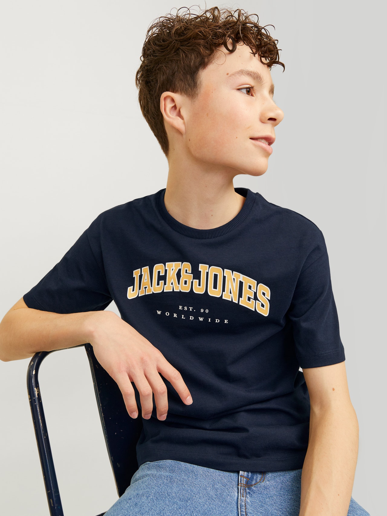 Jack & Jones Logo T-shirt For boys -Navy Blazer - 12258924