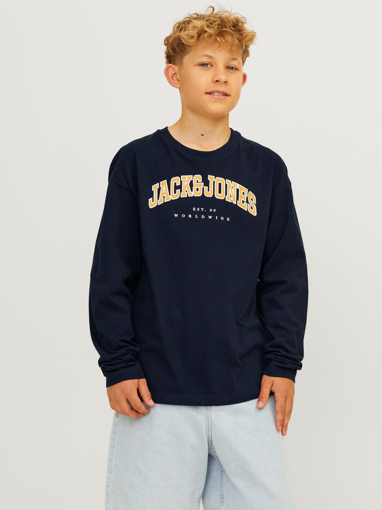 Jack & Jones Logo T-skjorte For gutter -Navy Blazer - 12258928