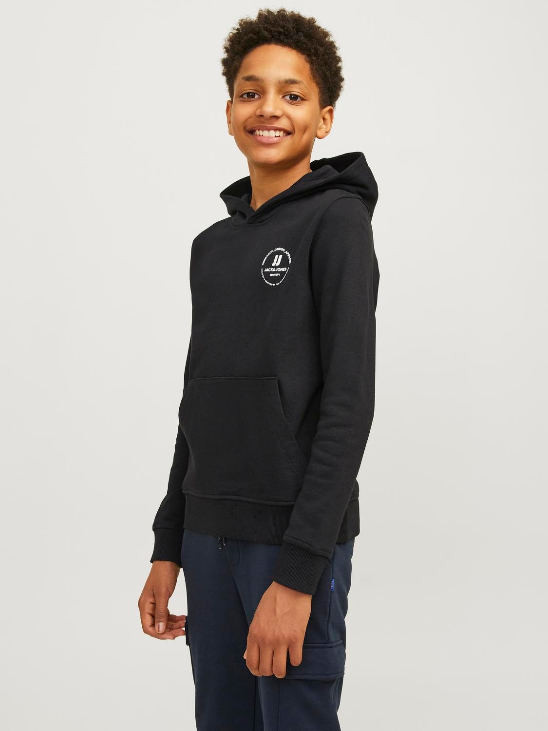 Jack & Jones Logó Kapucnis felső Ifjúsági -Black - 12258968