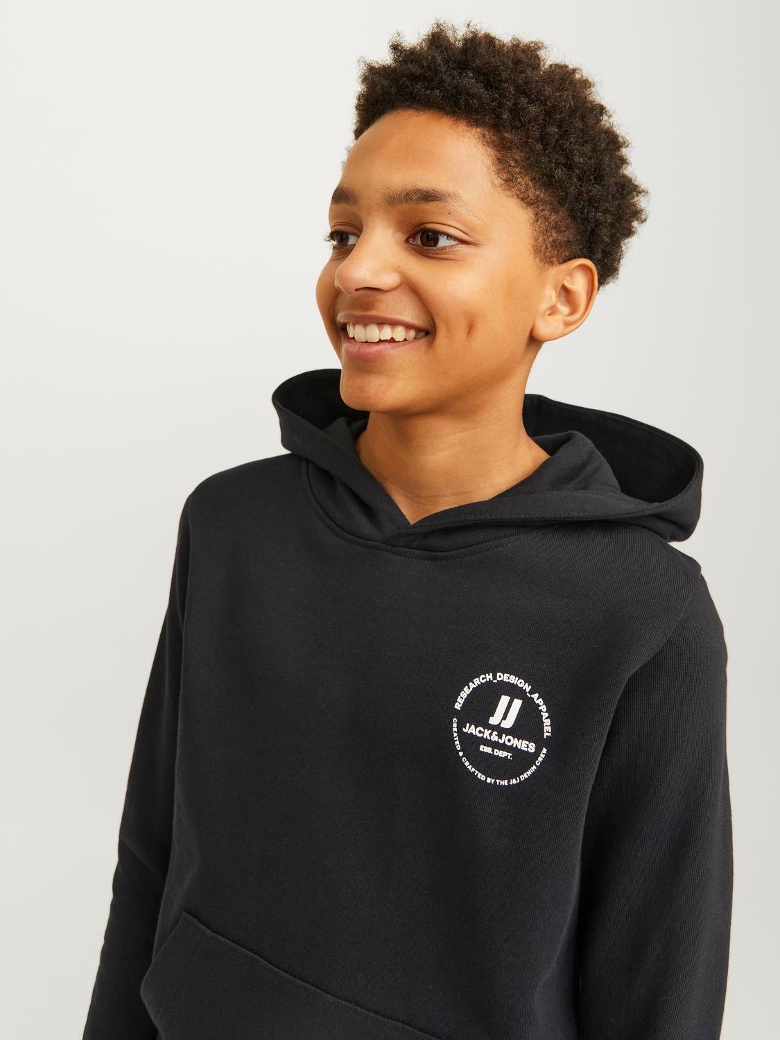 Jack & Jones Logó Kapucnis felső Ifjúsági -Black - 12258968