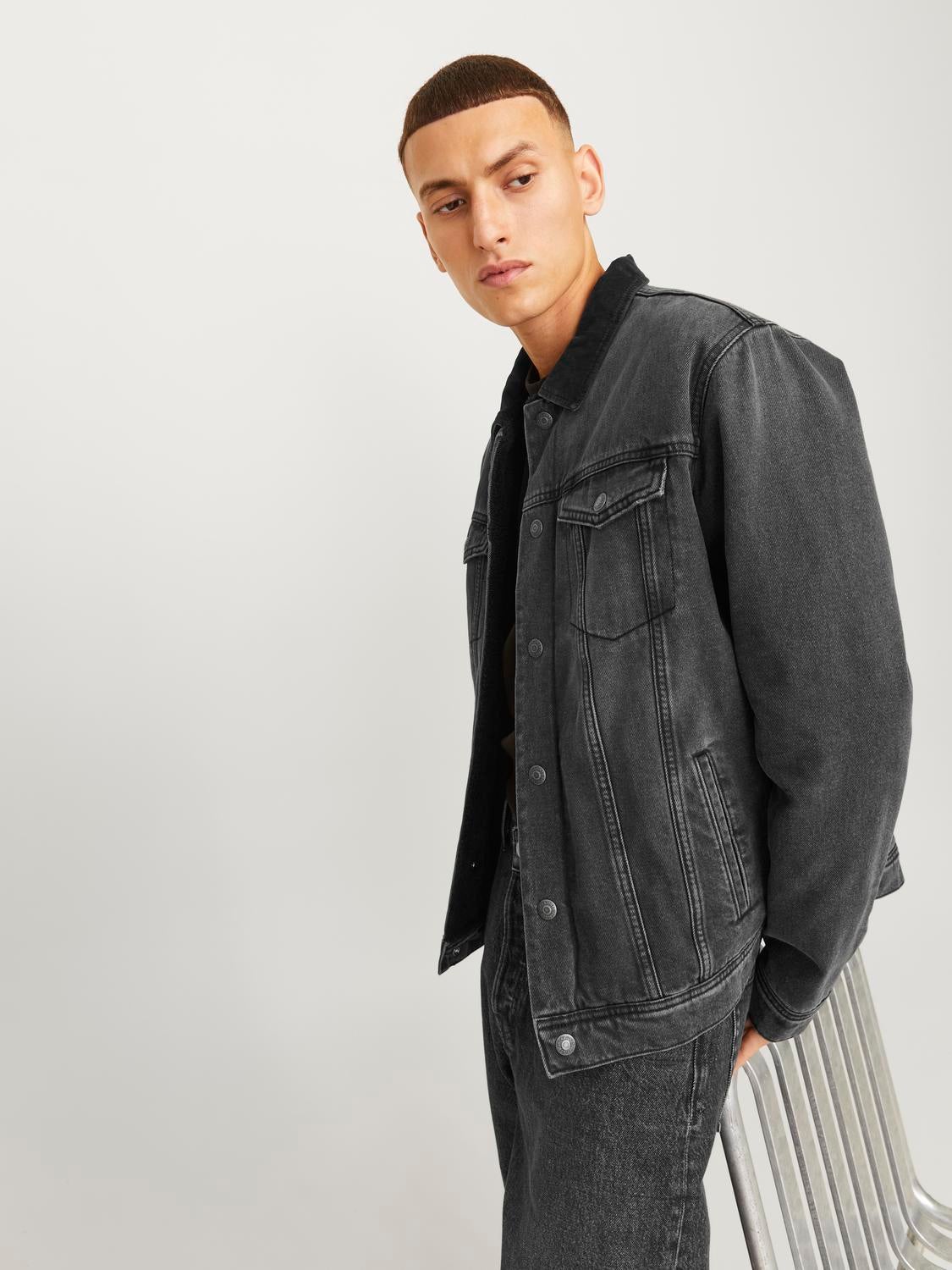 Jack and jones black denim jacket hotsell