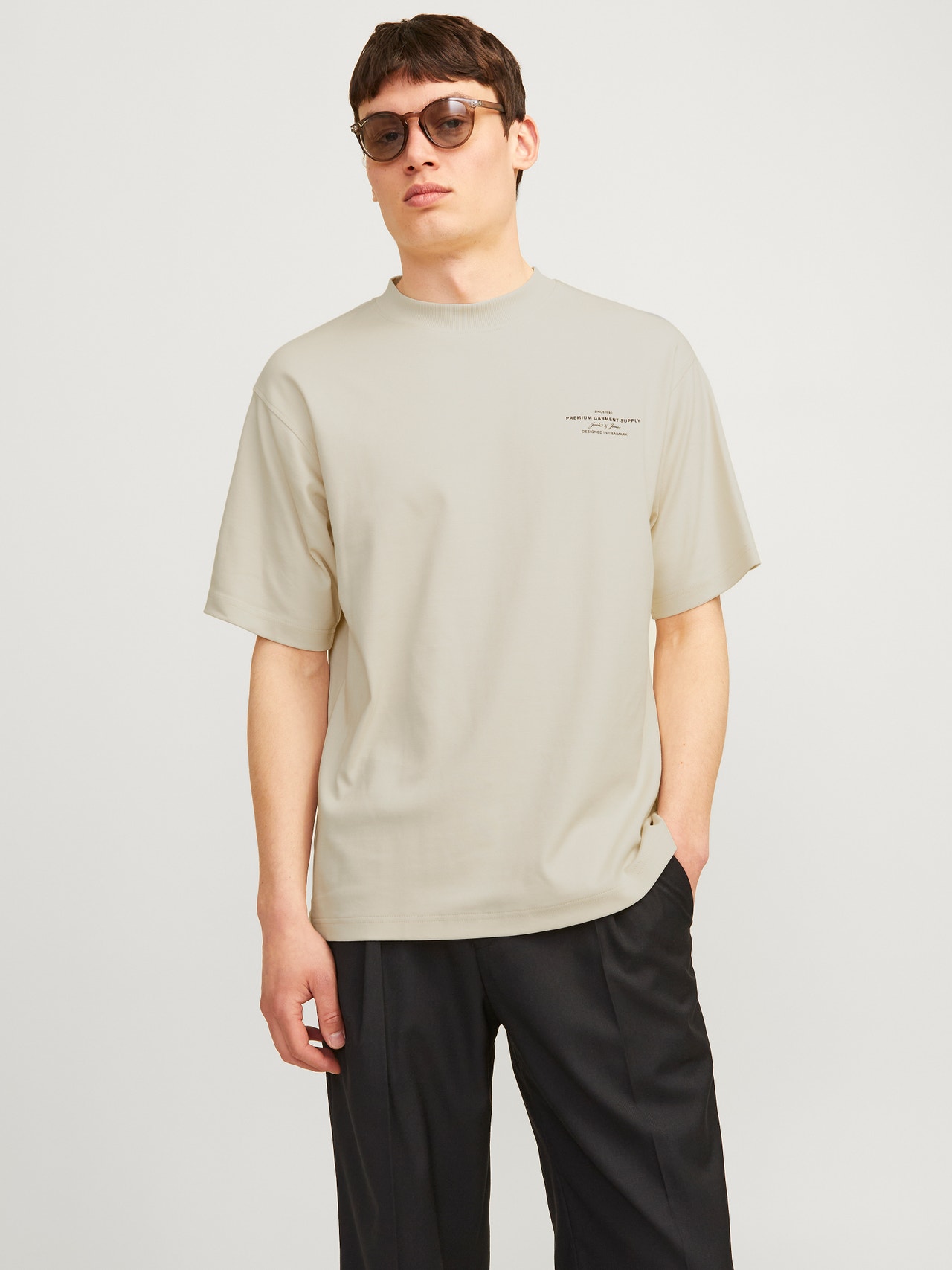 Jack & Jones Gedrukt Ronde hals T-shirt -Summer Sand - 12259357