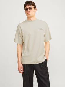 Jack & Jones Tryck Rundringning T-shirt -Summer Sand - 12259357