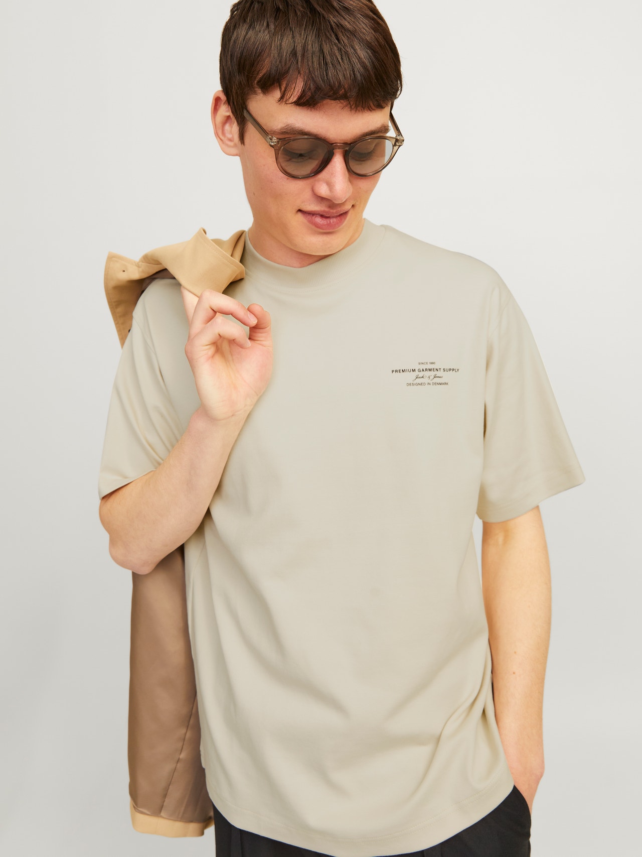 Jack & Jones Gedruckt Rundhals T-shirt -Summer Sand - 12259357