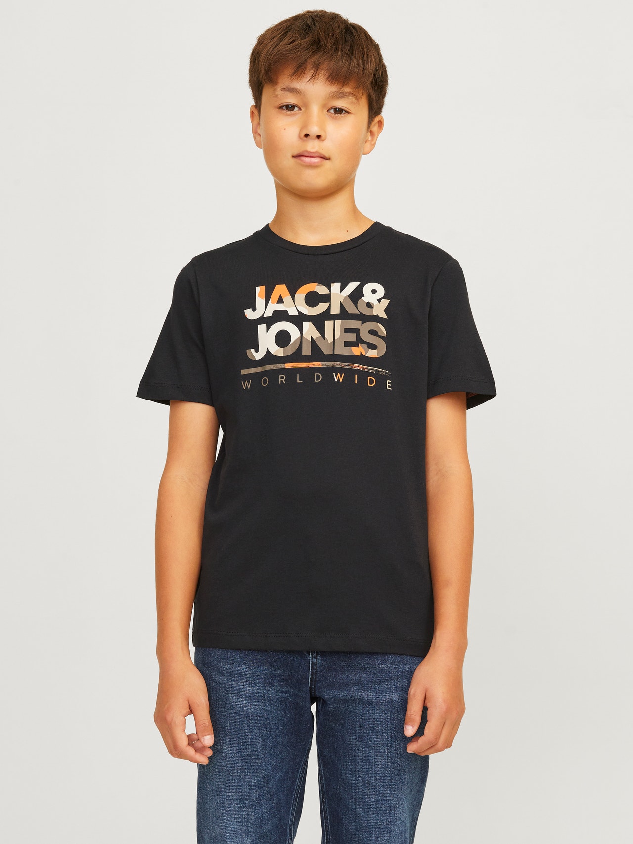 Jack & Jones Logo T-shirt For boys -Black - 12259476