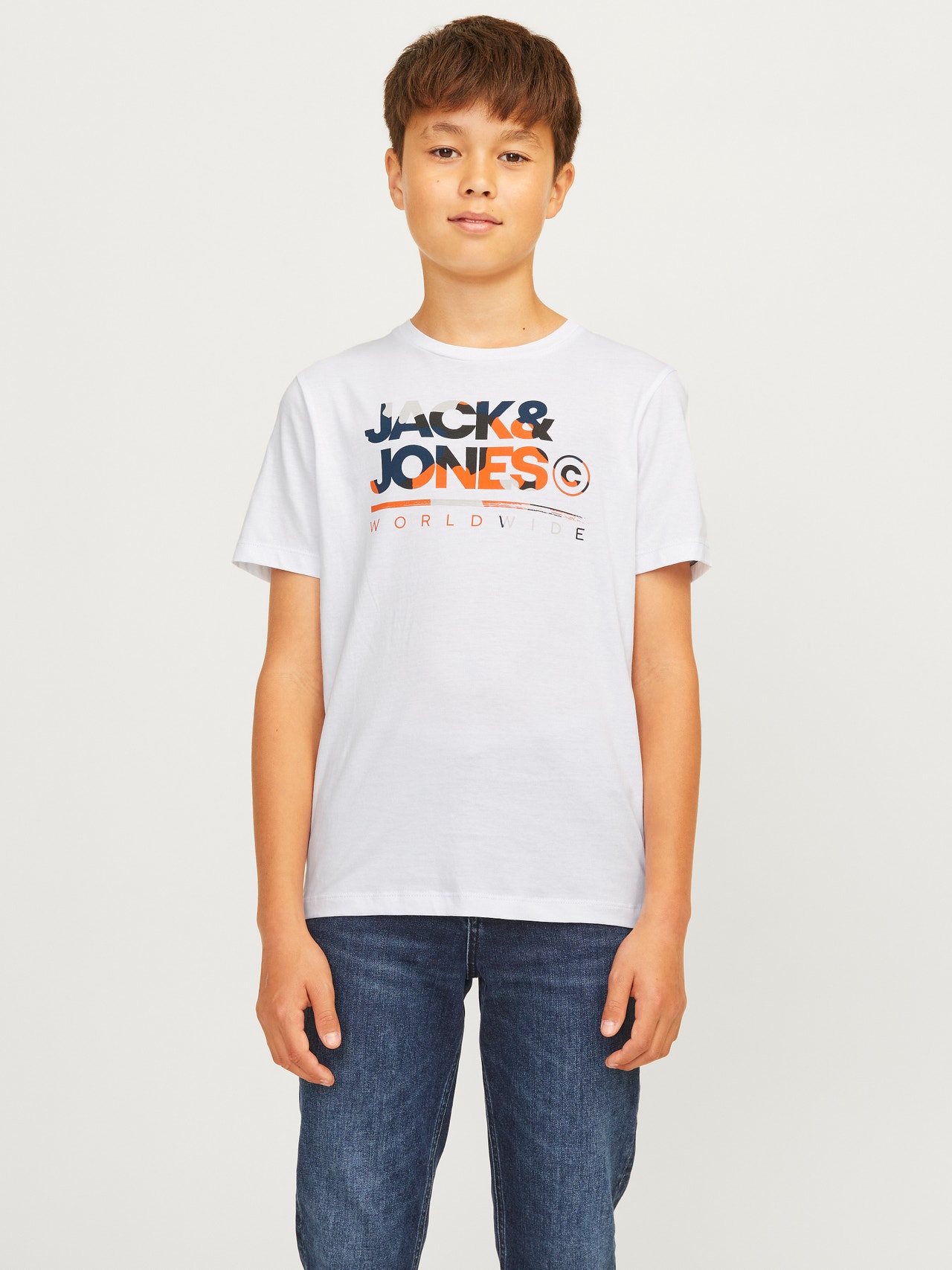 Jack & Jones Logo Tričko Junior -White - 12259476