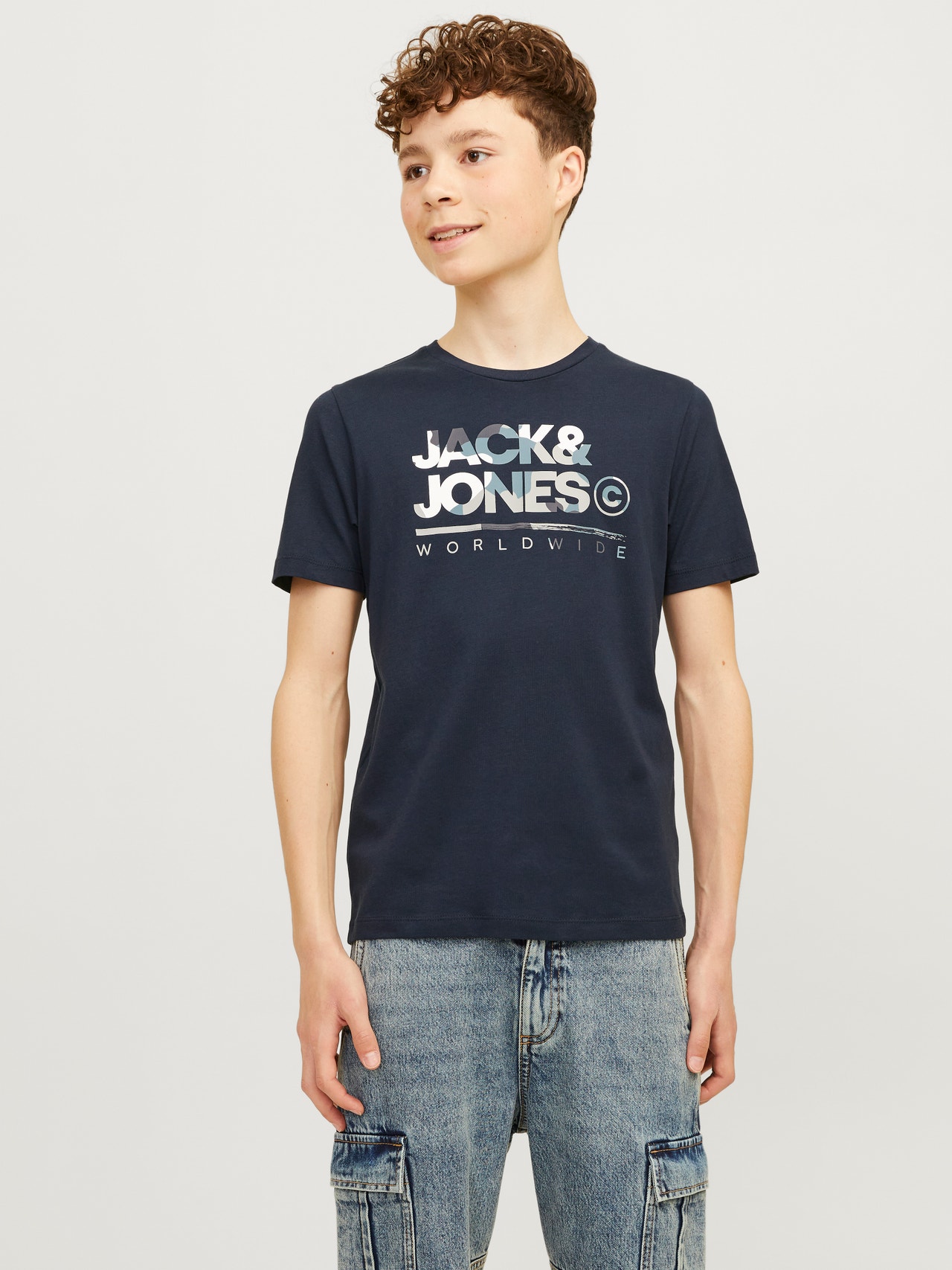 Jack & Jones Logo T-skjorte For gutter -Navy Blazer - 12259476