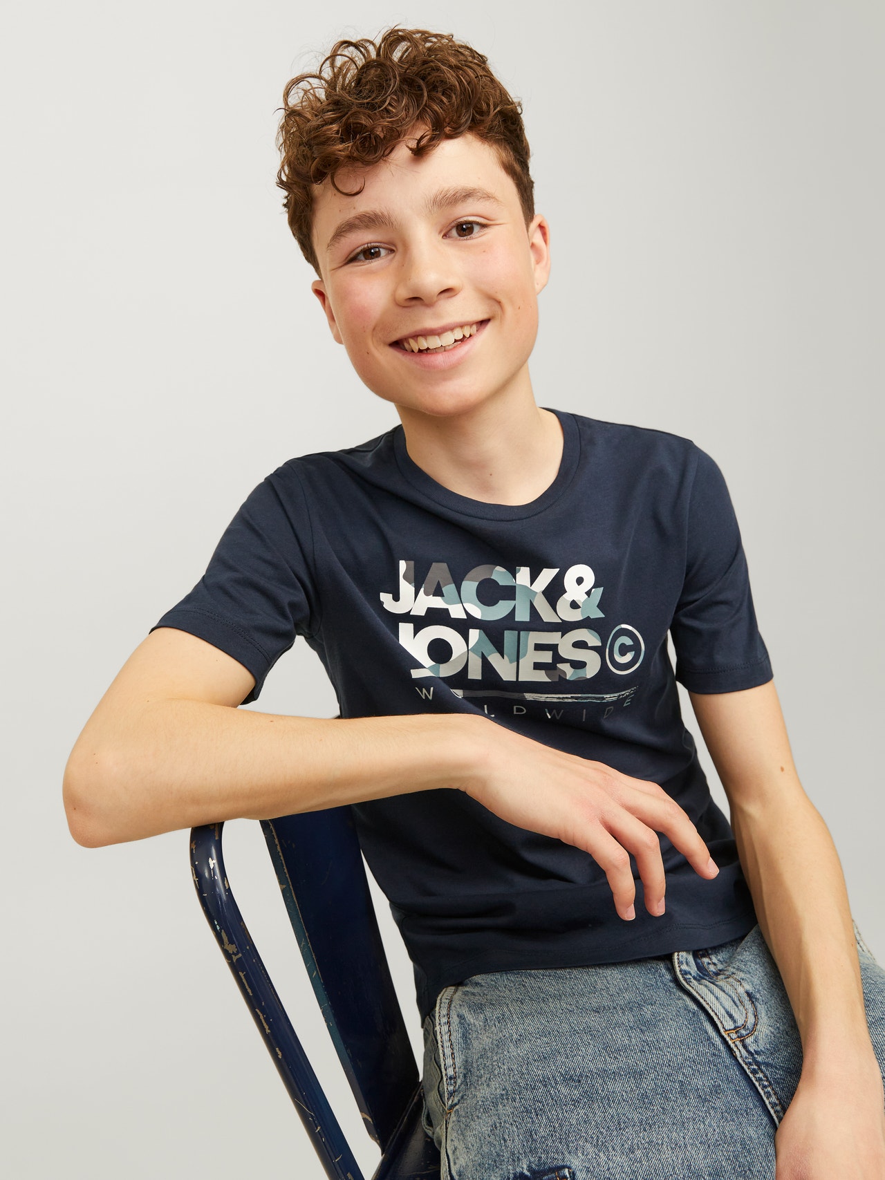 Jack & Jones Logo T-shirt Voor jongens -Navy Blazer - 12259476