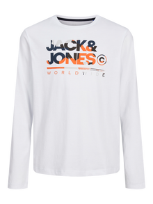 Jack & Jones Logotipas marškinėliai ilgomis rankovėmis Mini -White - 12259499