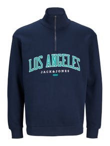 Jack & Jones Plus Size Printed Zip Sweatshirt -Navy Blazer - 12259540