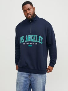 Jack & Jones Plus Size Bedrukt Sweatshirt met rits -Navy Blazer - 12259540