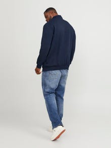 Jack & Jones Plus Size Printed Zip Sweatshirt -Navy Blazer - 12259540