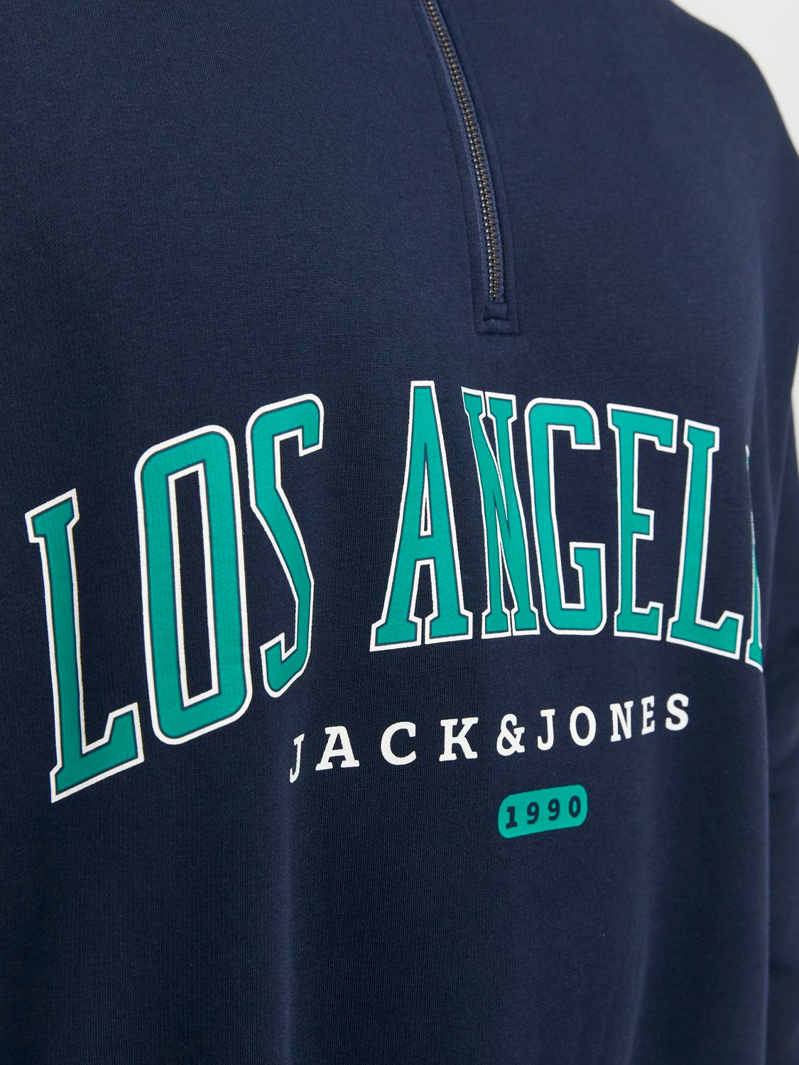Jack & Jones Plus Size Bedrukt Sweatshirt met rits -Navy Blazer - 12259540
