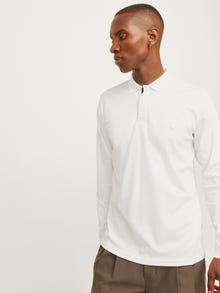 Jack & Jones Plain Polo Longsleeved T-shirt -Cloud Dancer - 12259645
