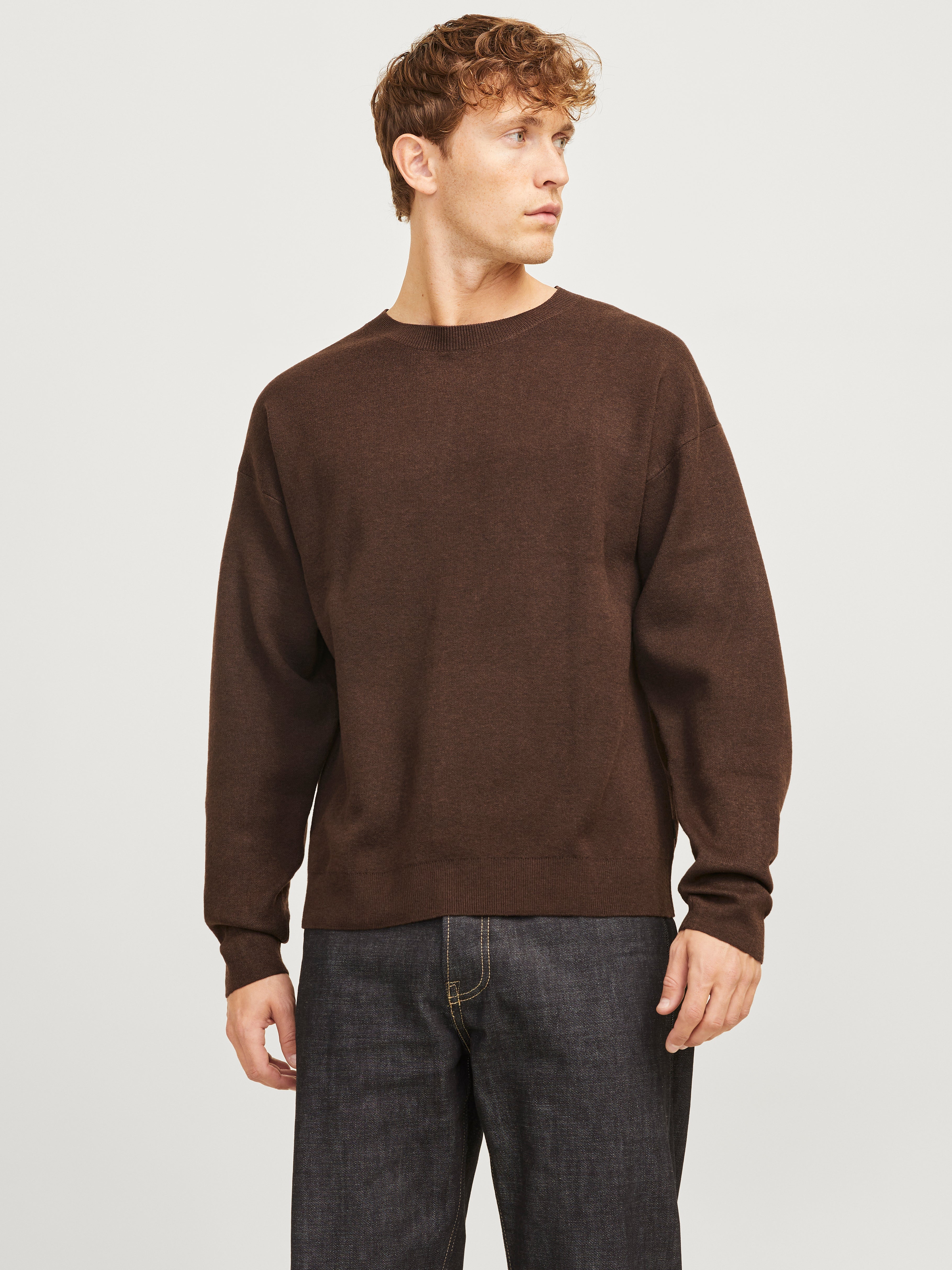 Einfarbig Strickpullover