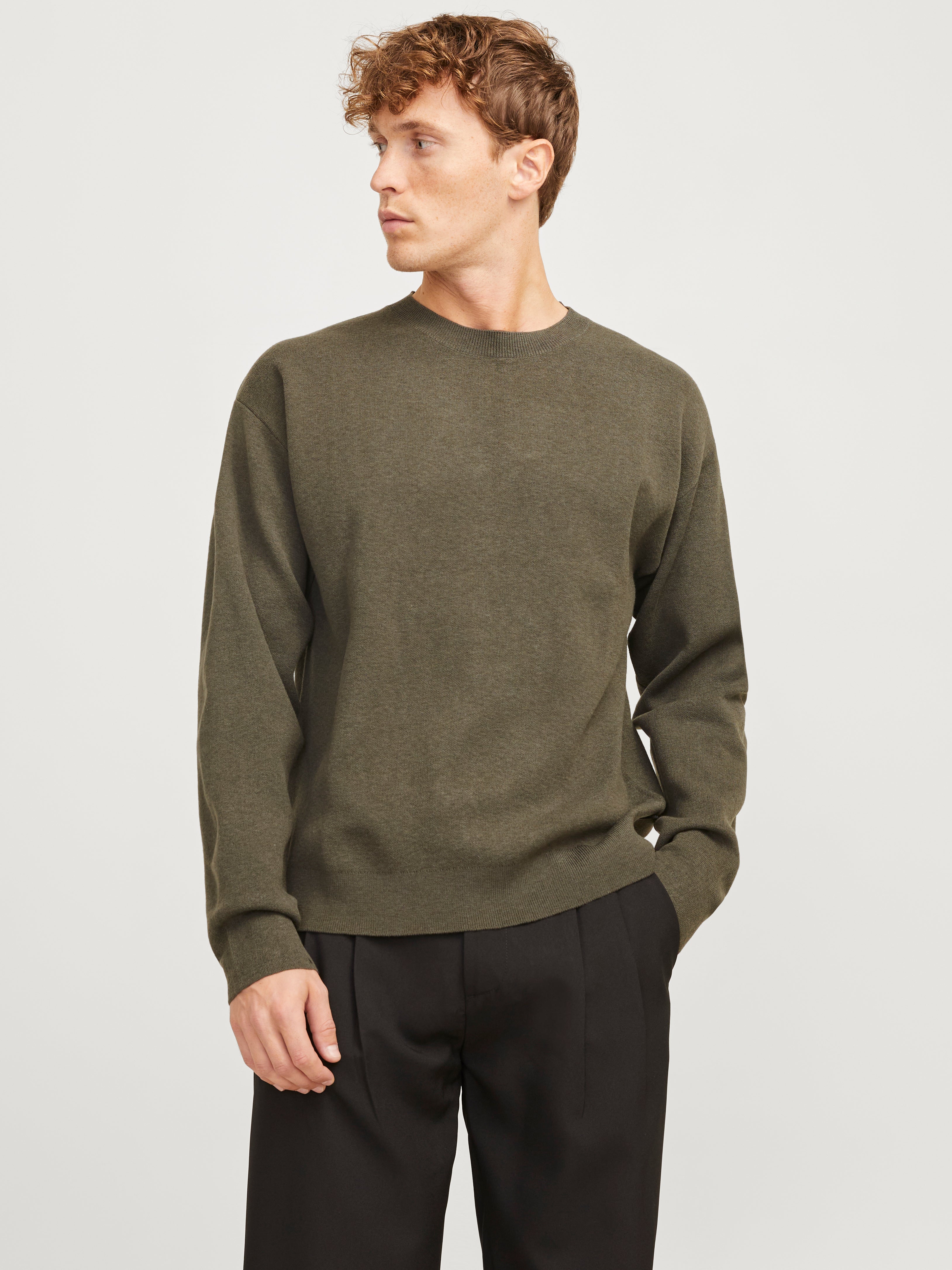 Einfarbig Strickpullover