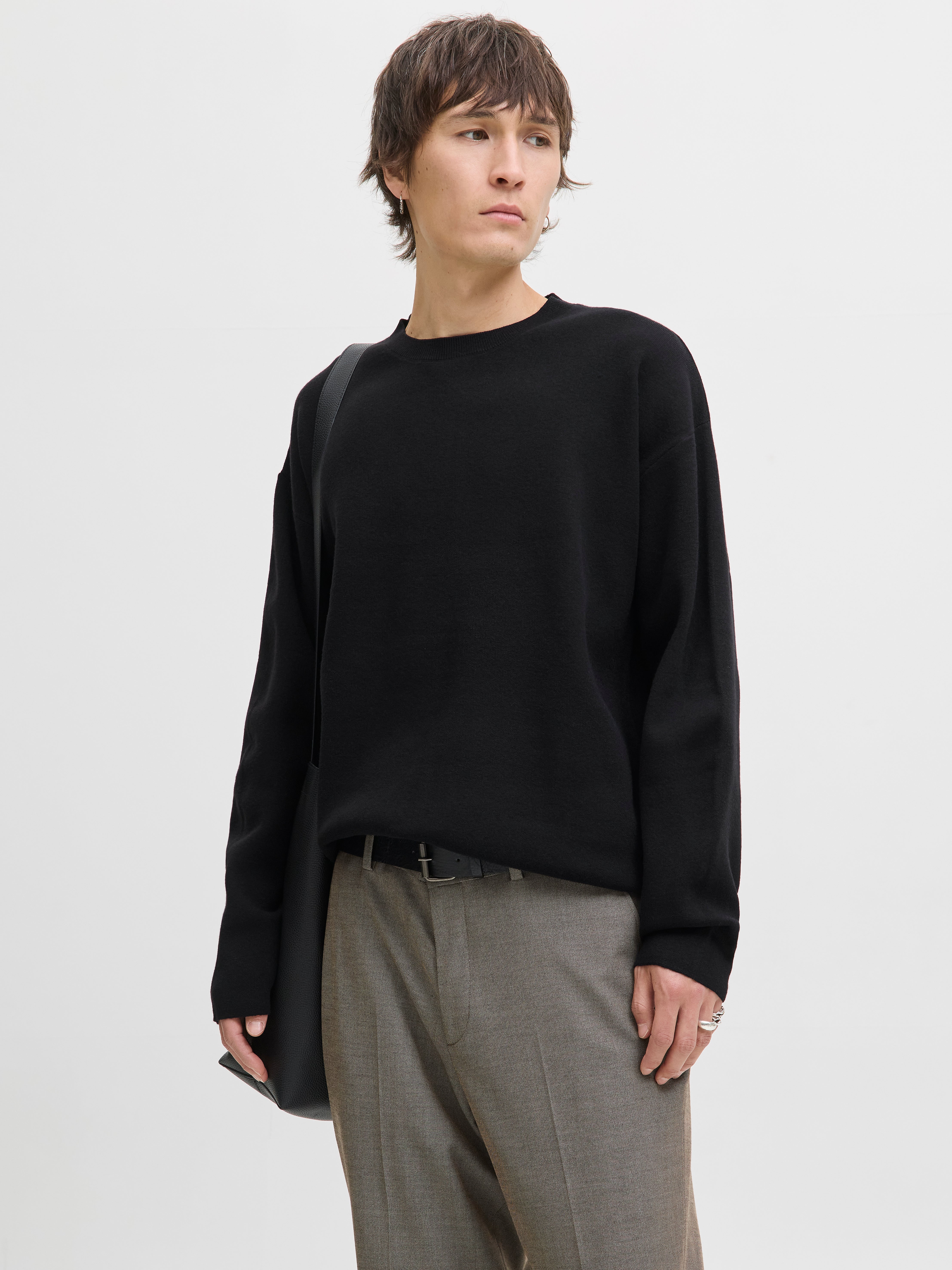 Einfarbig Strickpullover