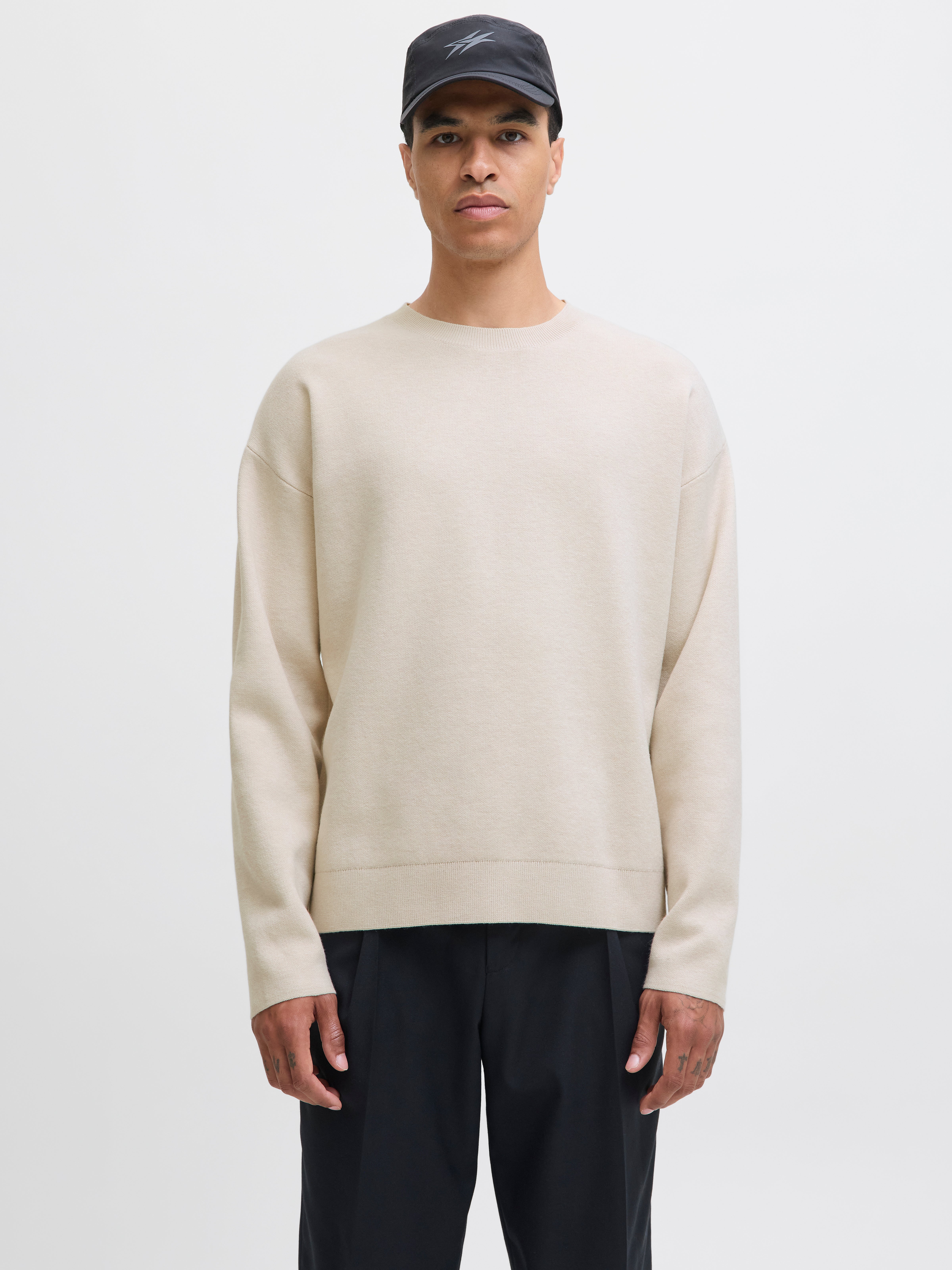 Einfarbig Strickpullover