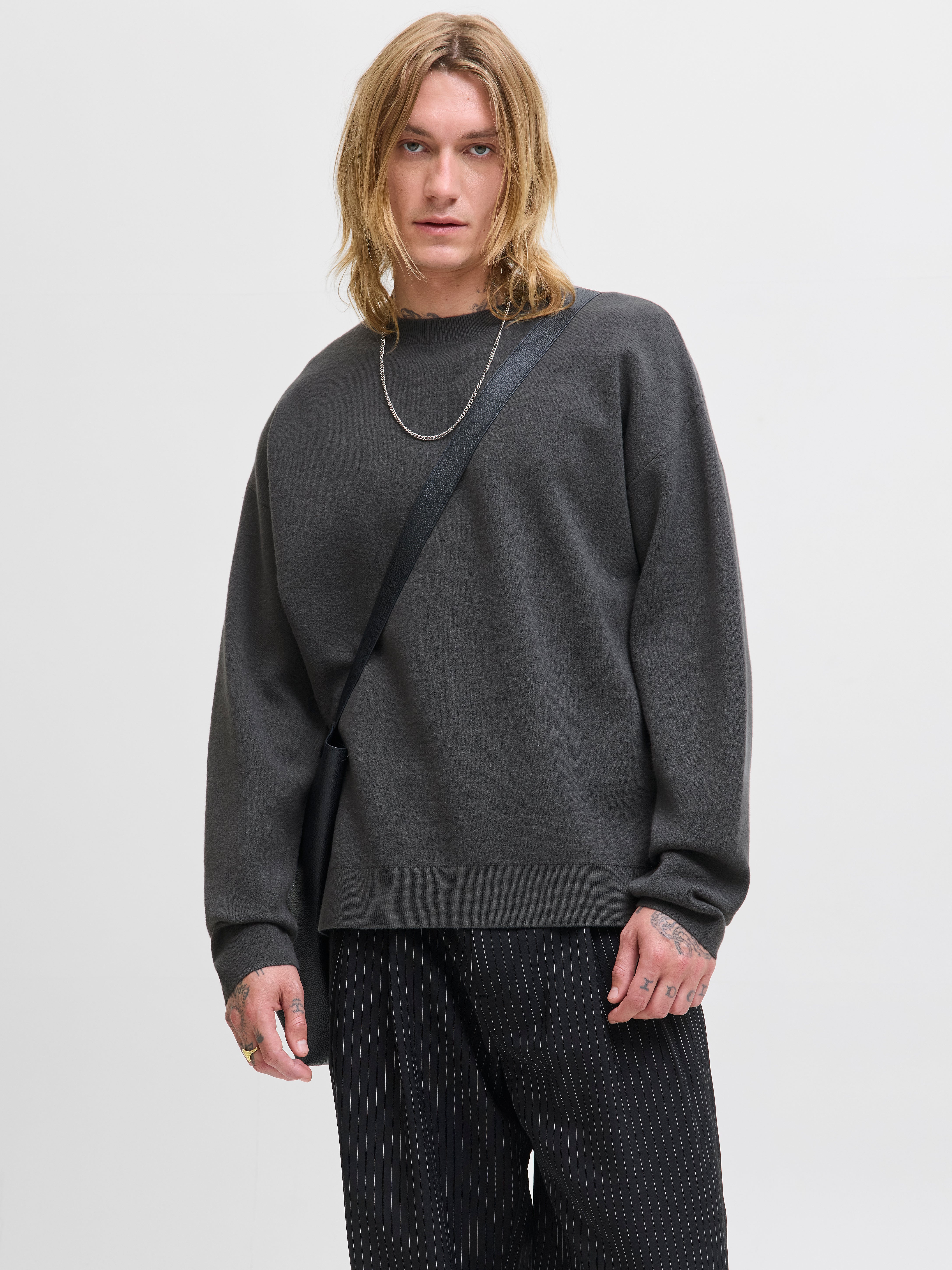 Einfarbig Strickpullover