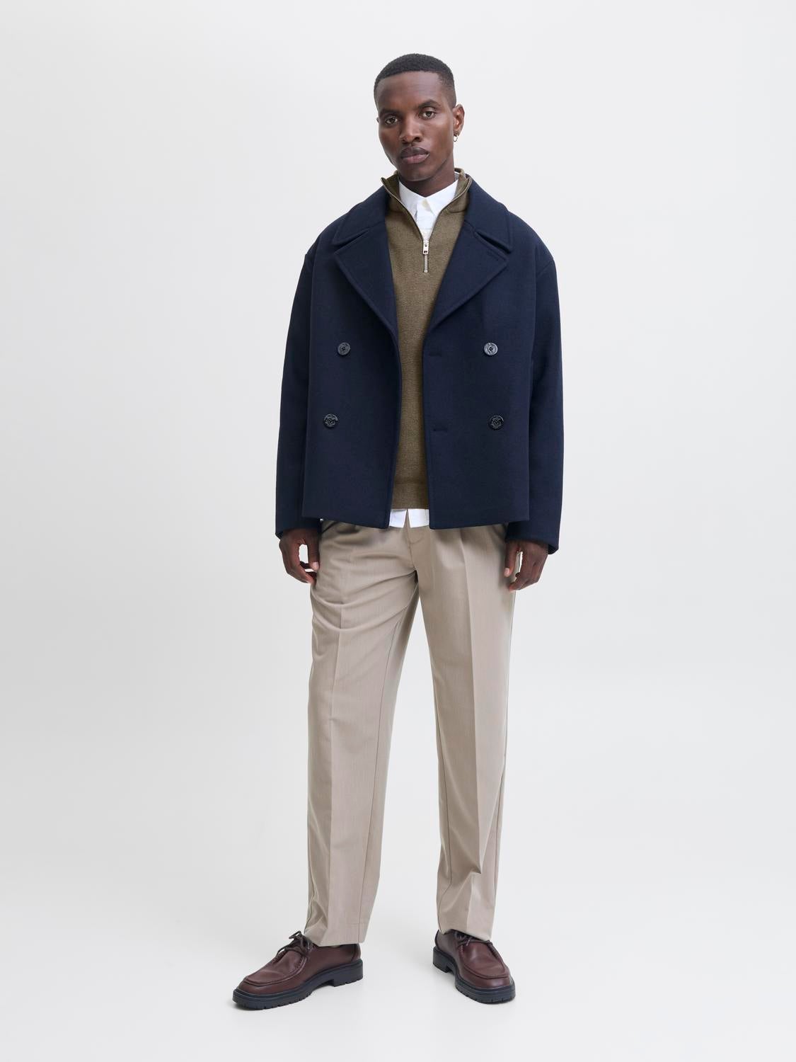 Thumbnail - Einfarbig Strickjacke Mit Viertelreißverschluss