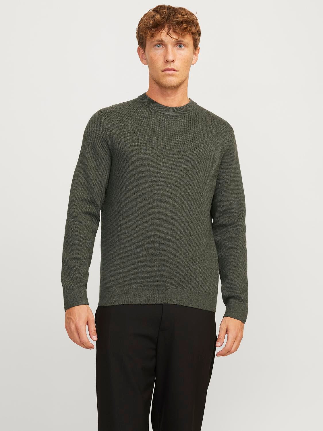 Einfarbig Strickpullover