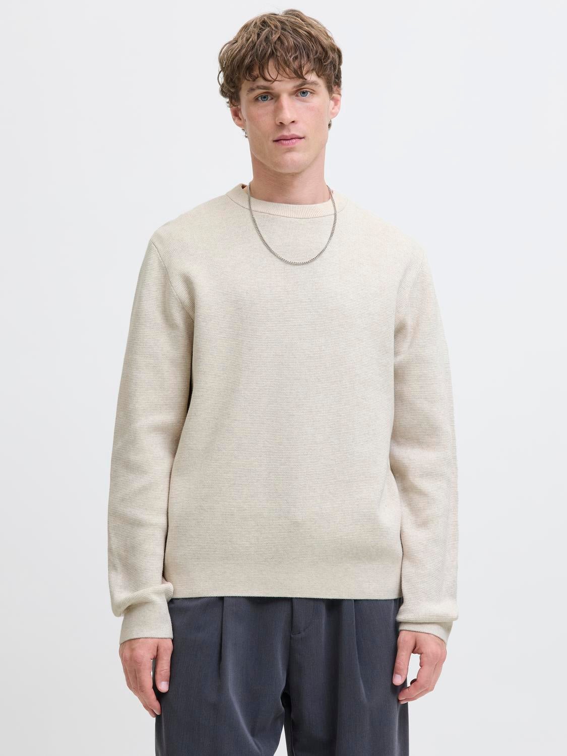 Einfarbig Strickpullover