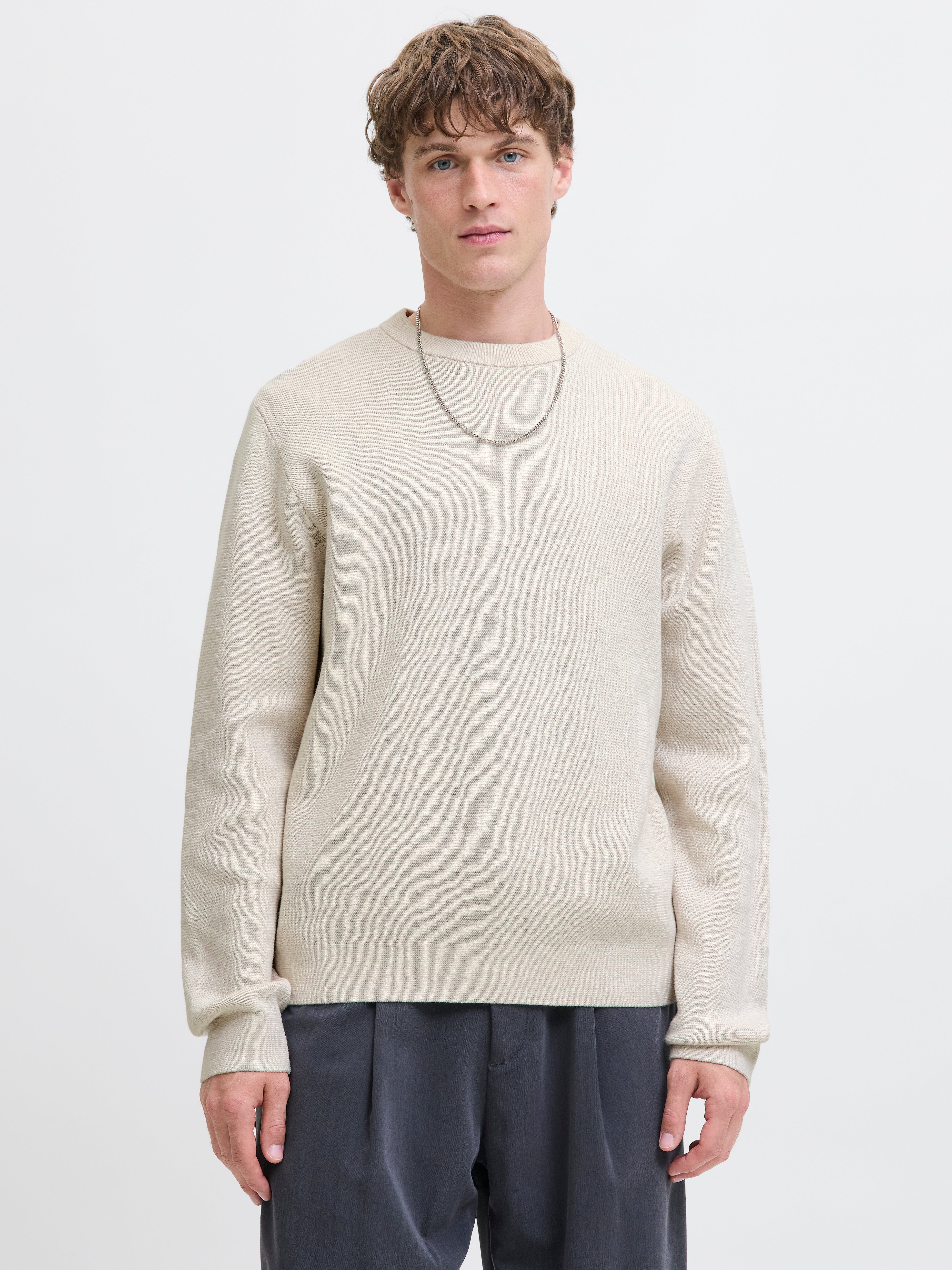 Einfarbig Strickpullover