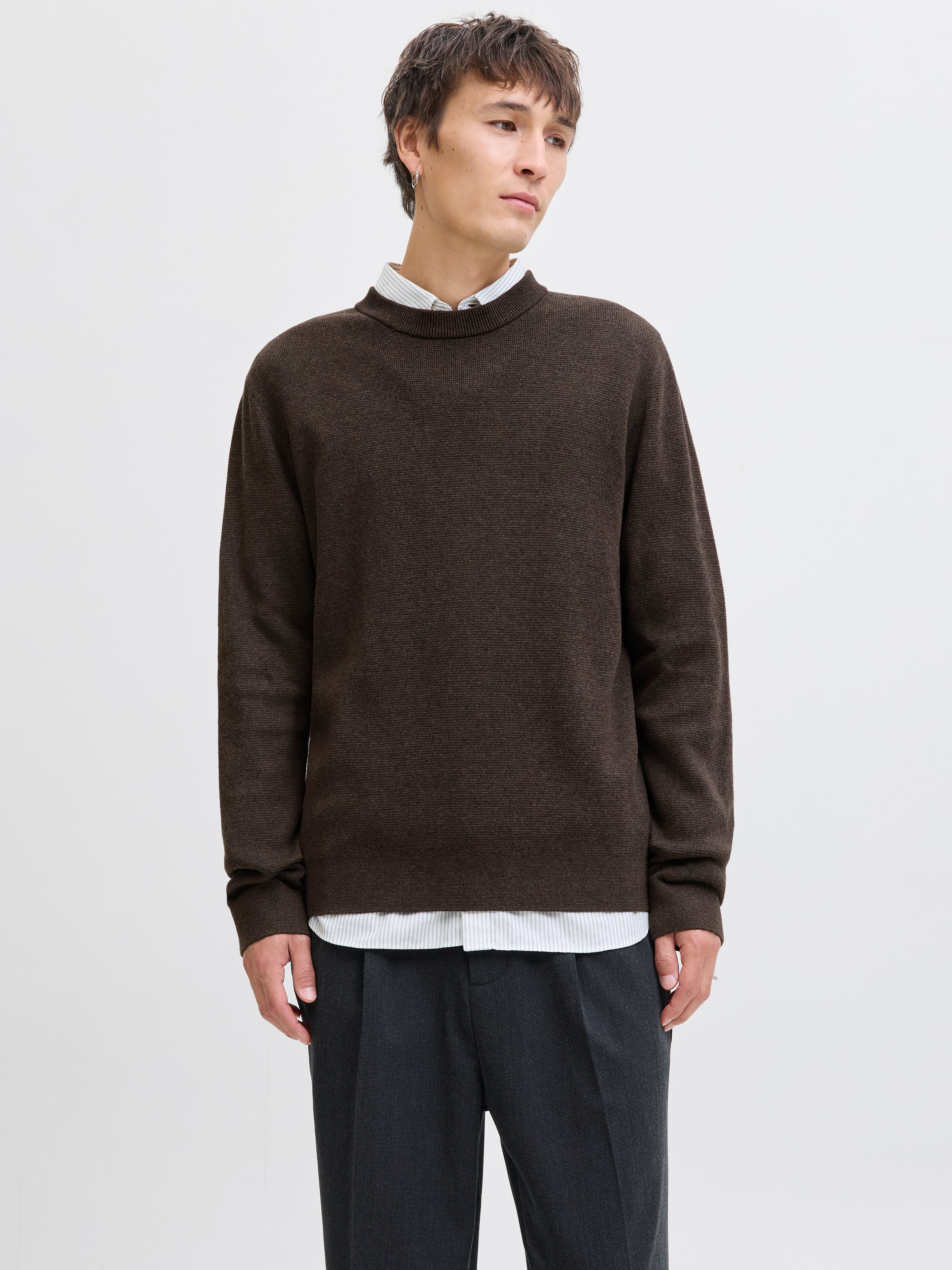 Einfarbig Strickpullover