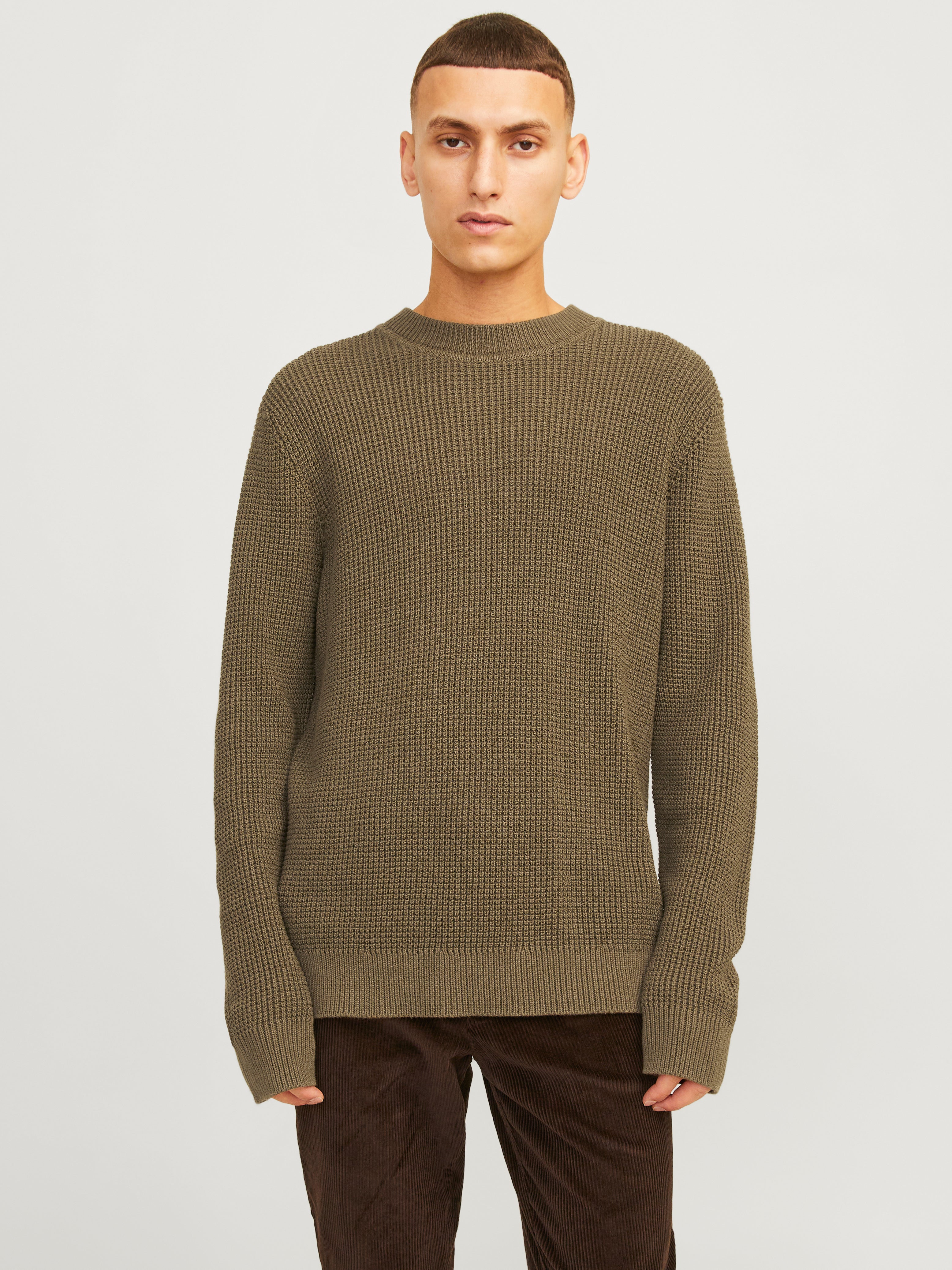 Einfarbig Strickpullover