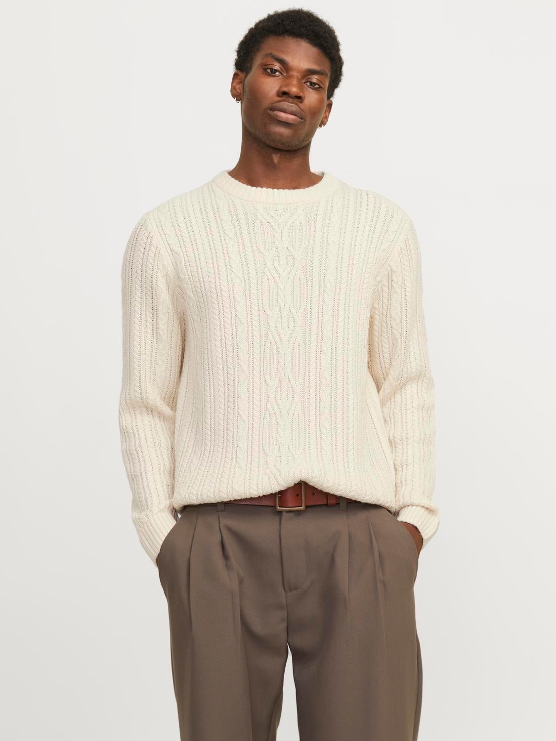 Plain Knitted pullover | White | Jack & Jones®