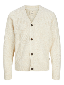 Jack & Jones Yksivärinen Neuletakki -Oatmeal - 12259701
