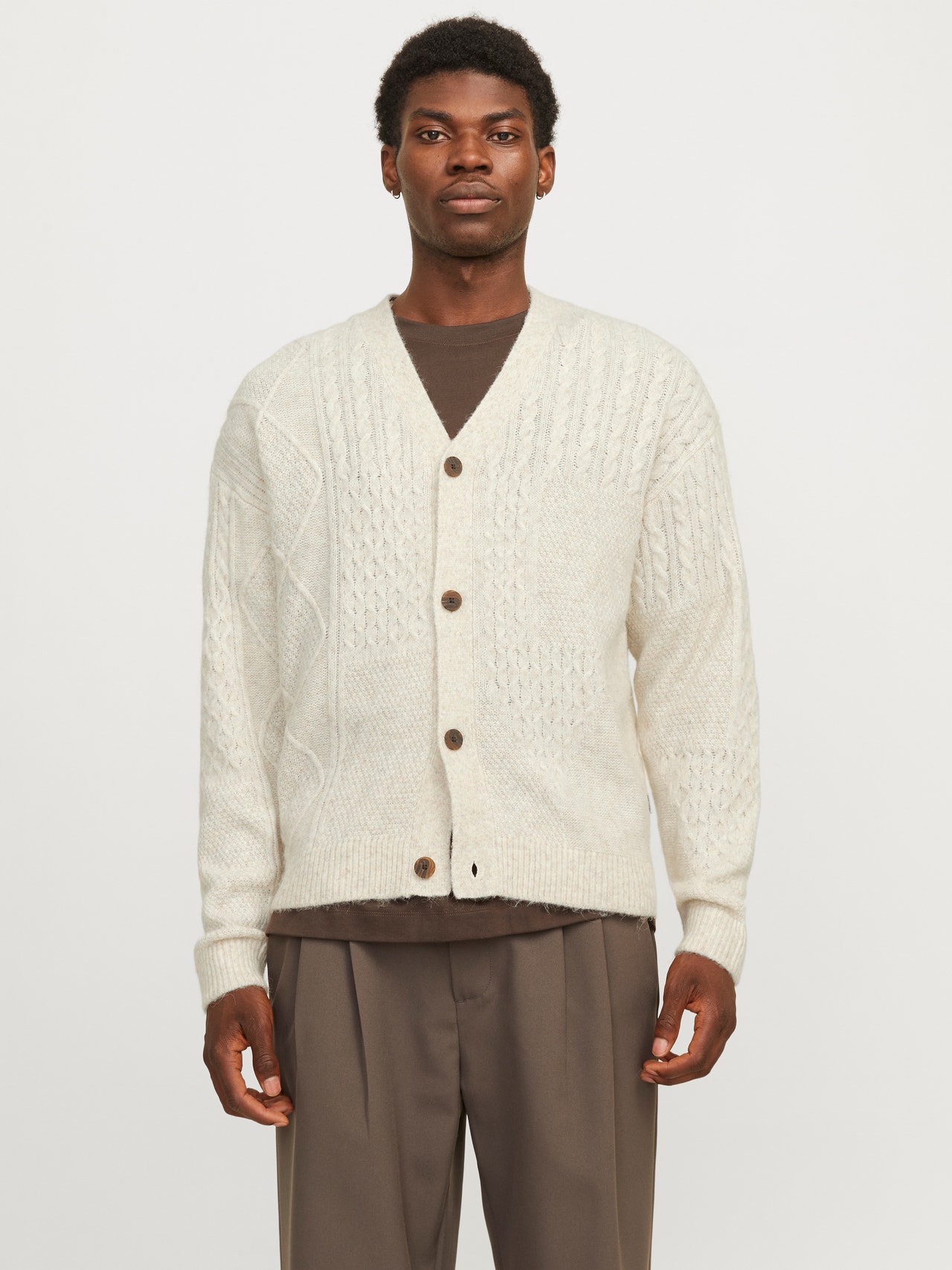 Cardigan Jack & Jones - Tricot Décontracté, Imprimé All Over - Mix Coton, Acrylique, Polyester