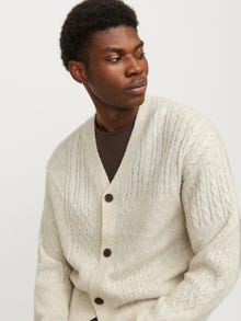 Jack & Jones Plain Knitted cardigan -Oatmeal - 12259701