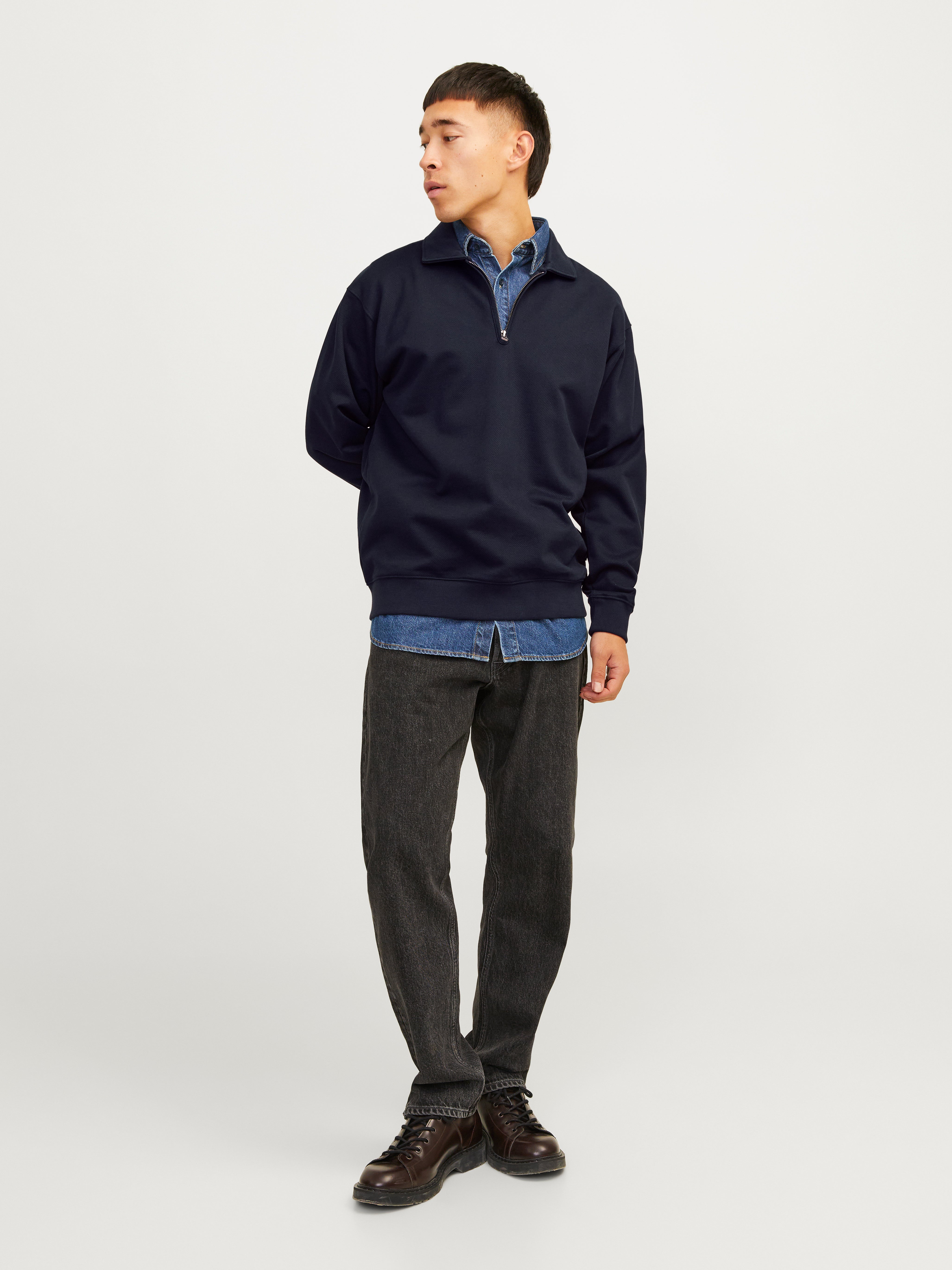 Plain Half Zip Sweatshirt