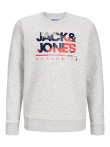 Jack & Jones Minipituinen Logo Svetari -White Melange - 12259806