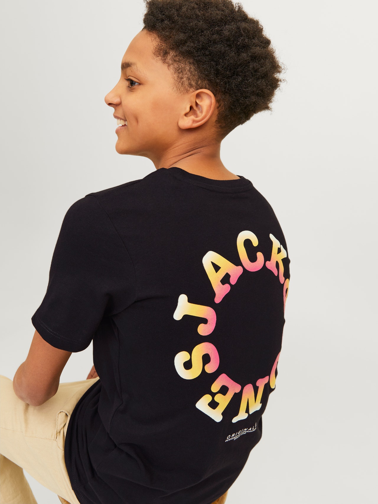 Jack & Jones Printed T-shirt For boys -Black - 12259924