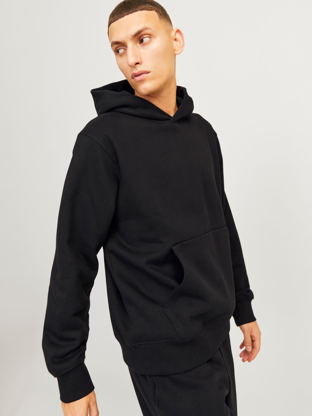Einfarbig Kapuzenpullover Schwarz Jack Jones® - Main Image