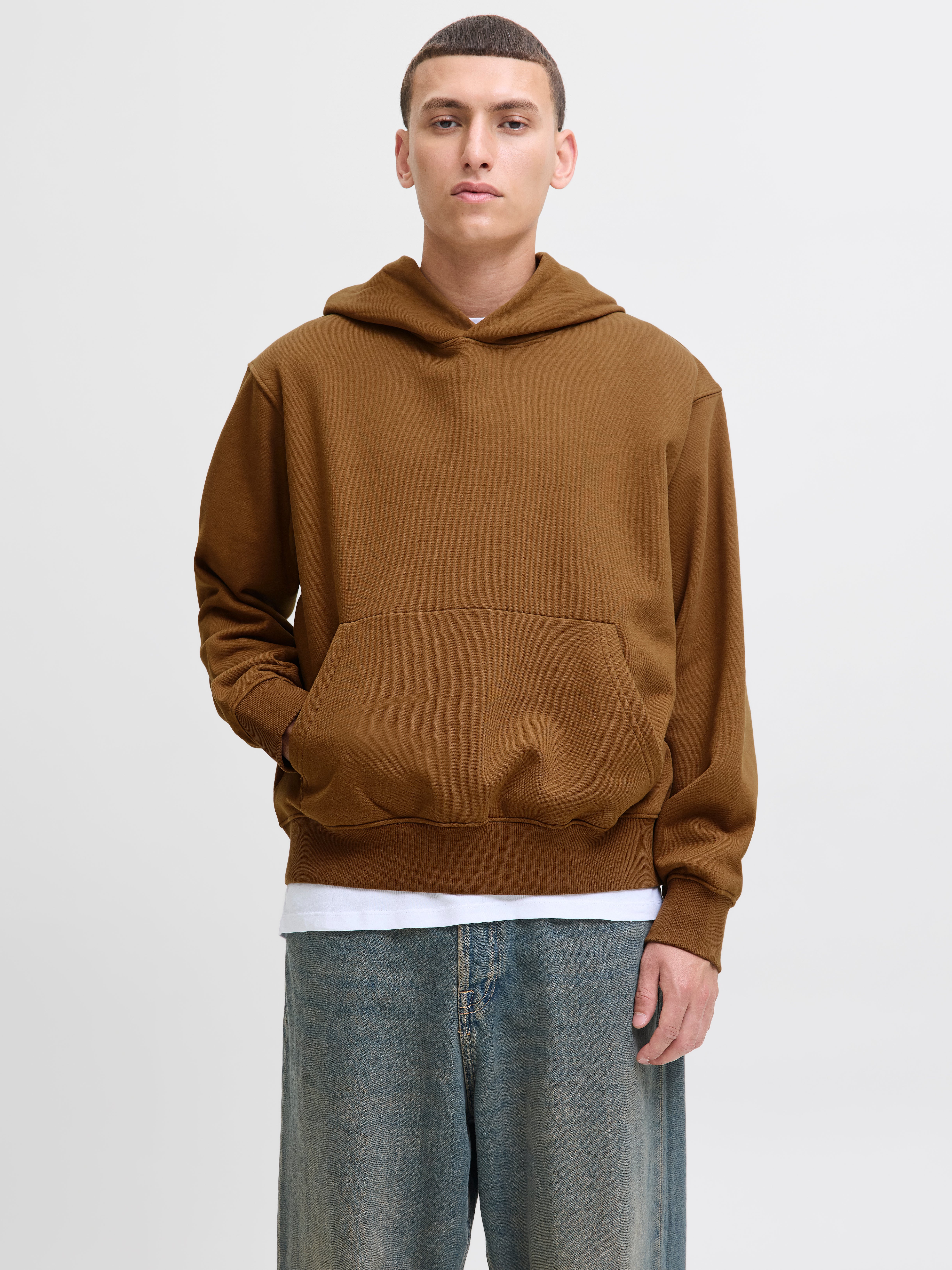 Einfarbig Kapuzenpullover