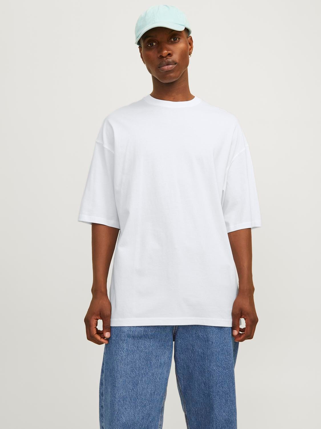 Jack & Jones Bez vzoru Kruhový výstřih Tričko -White - 12259975