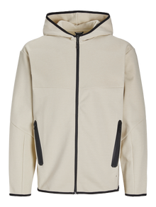 Jack & Jones Vienspalvis Užtrauktukas su gobtuvu -Moonbeam - 12260150