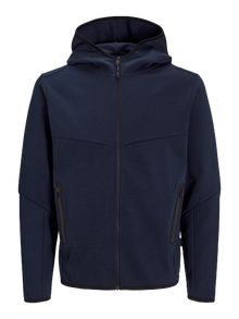Jack & Jones Ensfarvet Hættetrøje med lynlås -Sky Captain - 12260150