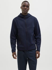 Jack & Jones Ensfarvet Hættetrøje med lynlås -Sky Captain - 12260150